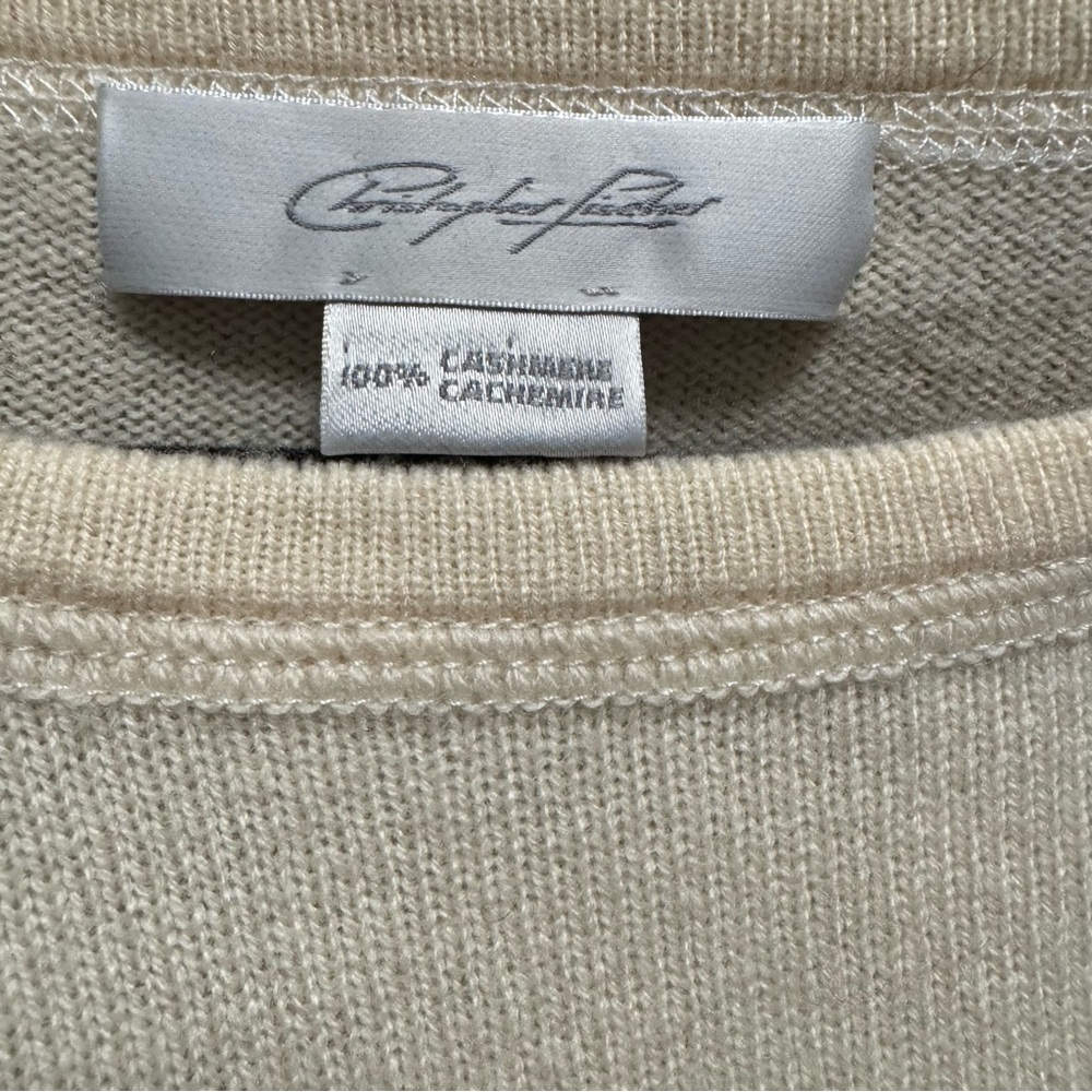Christopher Fischer cream cashmere long sleeve sweater with “blah blah blah” - Picture 6 of 7